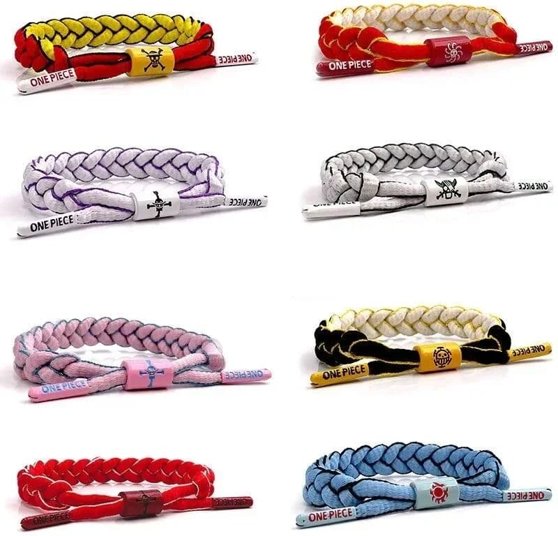 Bandai Anime One Piece Character Themed Wristband Luffy Ace Zoro Design Adjustable Bracelet Nautical Style Decor Jewelry Couple Gift