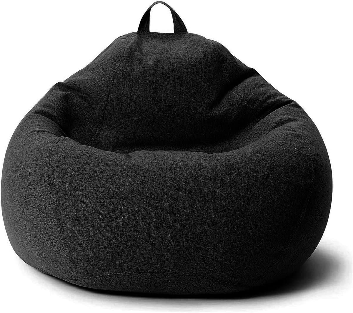 Zwarte Bean Bag Zitzak met vulling, Relaxstoel en Zitkussen, B/D/H: 80 x 90 x 50 cm, 185 l