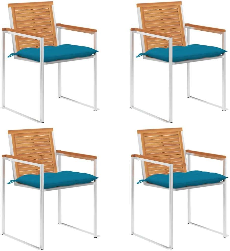 vidaXL Chaises de jardin lot de 4 avec coussins Bois d'acacia massif