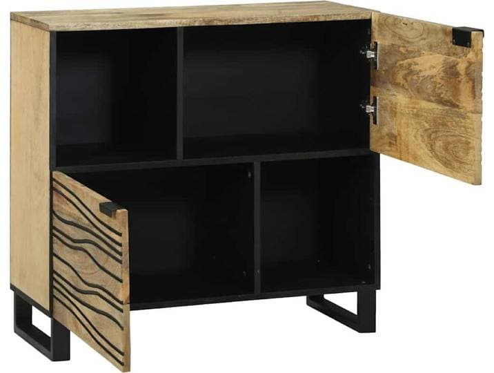 vidaXL\, meuble de rangement\, bois de manguier massif\, naturel\, 80 x 33 x 75 cm