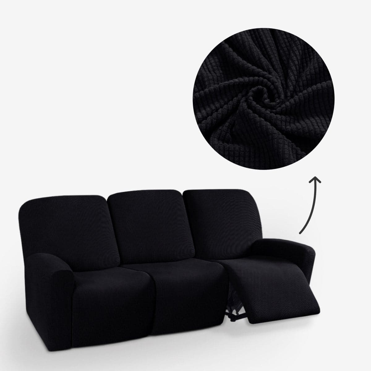 BankhoesDiscounter Knitted Recliner Fauteuil Hoes - Zwart - M3 (175-231cm)