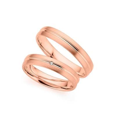 Trauring PHÖNIX "Schmuck Geschenk Gold 333 Trauring Ehering LIEBE versch. Varianten" Gr. 60, rosa (roségoldfarben), Fingerringe, Damen, 60, 0,01 SI = kleine Einschlüsse mit Brillant, Roségold 333, 4mm, Trauring, Made in Germany, wahlweise mit oder...