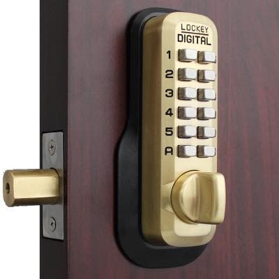 LockeyUSA M210 EZ Deadbolt Lock Satin Brass - Single Combination