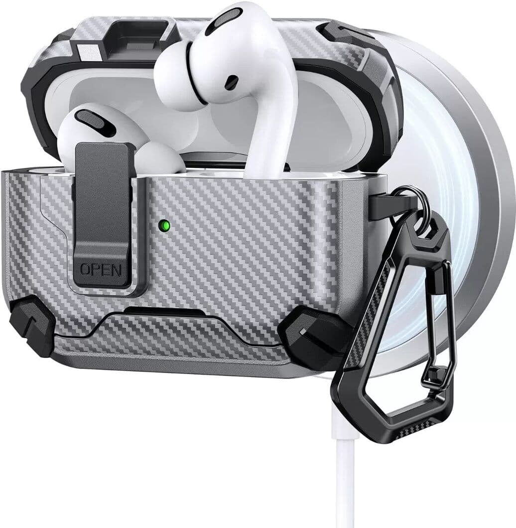 INF Étui PC+TPU avec support 360° pour AirPods Pro 3 - compatible avec AirPods Pro 3, charge sans fil et magnétique, aimants