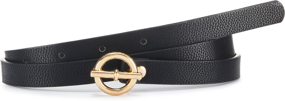 Hüftgürtel LASCANA "Hosengürtel, Anzuggürtel, Gürtel, Jeansgürtel", Damen, Gr. 90, schwarz, Lederimitat, kontrastfarbene Details, unifarben, 21_3_Gürtel Hüftgürtel, schmale und moderne Form für Hosen und Kleider