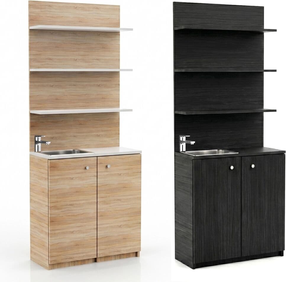 Melcap Mobile di Servizio con Lavello per Centro Estetico e Parrucchiere con Pannello Espositivo BEIGE