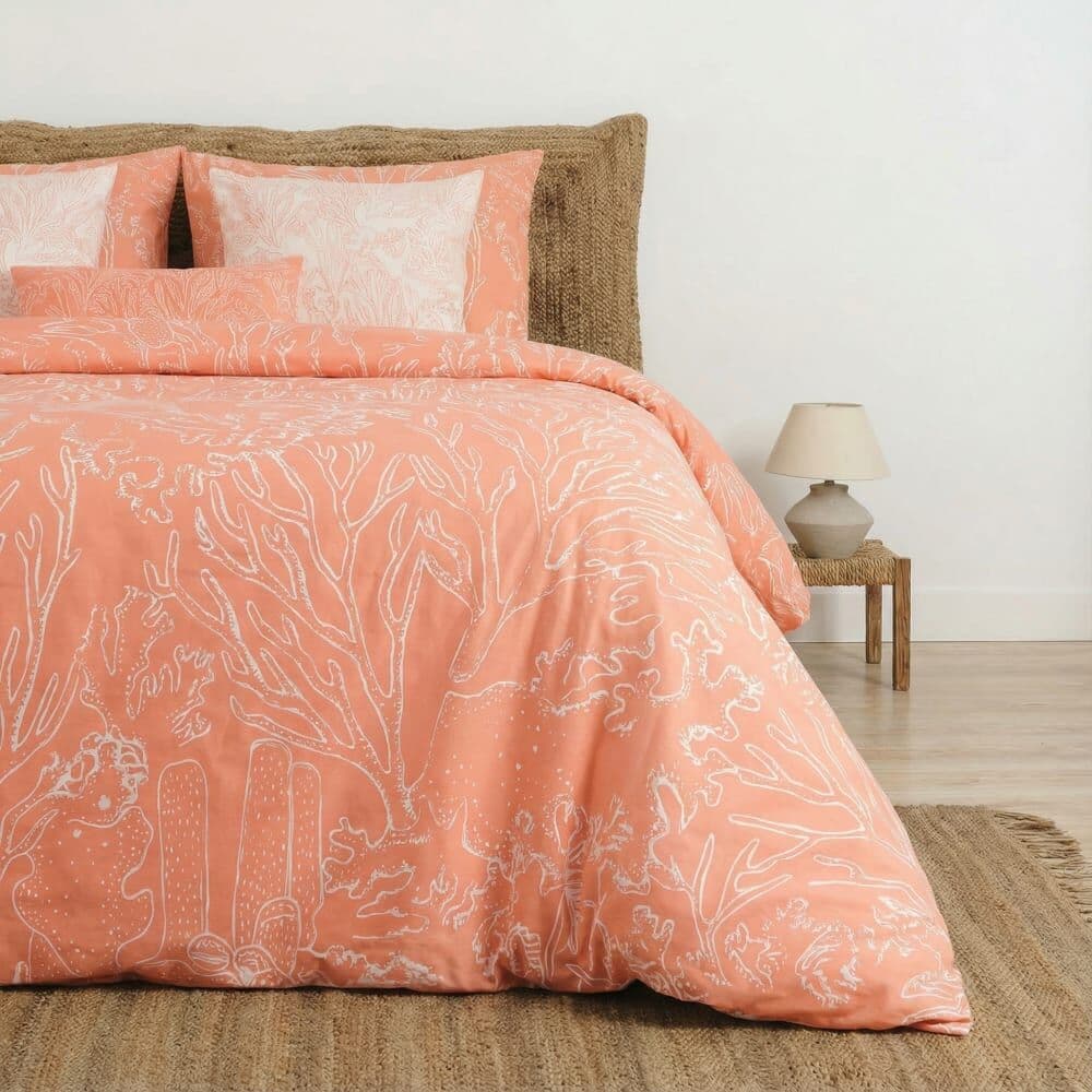 Terracota Funda nórdica en algodón popelín de 300 hilos naranja 180(260x240 cm)