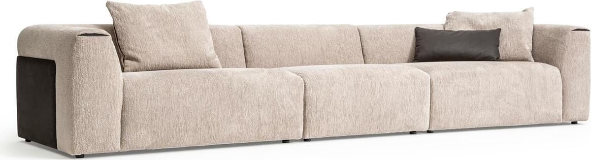 Beiges Sofa Wohnzimmer Polstermöbel Fünsitzer Designer Luxus Möbel