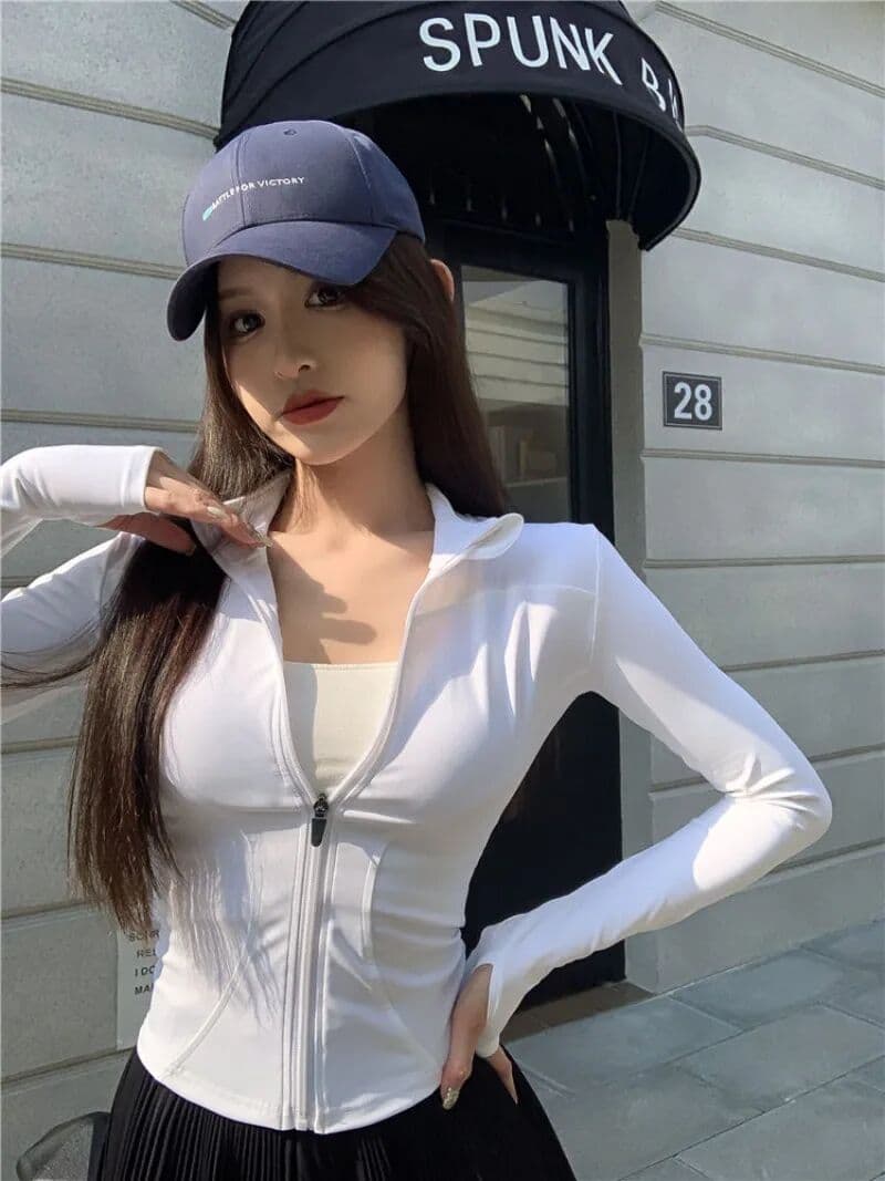 NONE Gym Tracksuit Jacket Women Fitness Active Wear Slim Fit Running Long Sleeve Zip Yoga Tops Spring Autumn Tight Top Korean Style