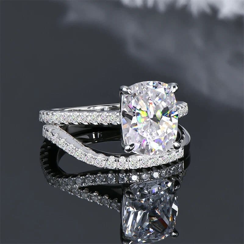 IOGOU 8x10mm Cushion Cut Cubic Zirconia Engagement Ring Wedding Ring Set for Women Real Silver 925 Wedding Engagement Fine Jewelry