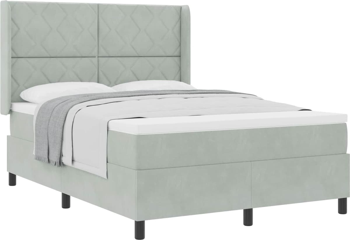 vidaXL Lit à ressorts avec tête de lit Gris clair 140 x 190 cm Velours