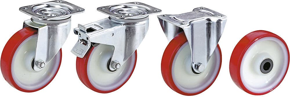 Polyurethan-Reifen auf Polyamid-Felge, Rad-Ø x Breite 160 x 40 mm, Lenkrolle mit Doppelstopp TENTE