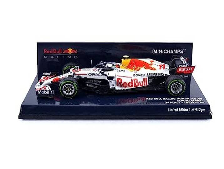 Minichamps 410211611 1:43 Red Bull Racing Honda RB16B-Sergio Perez-3rd Turks GP 2021 Verzamelwagen Miniatuur Auto, Veelkleurig