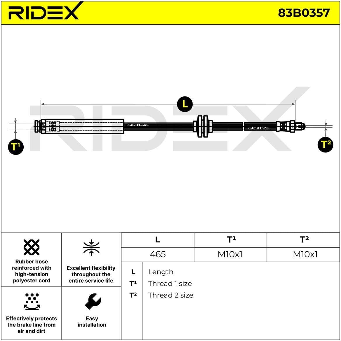RIDEX 83B0357 Furtun frana