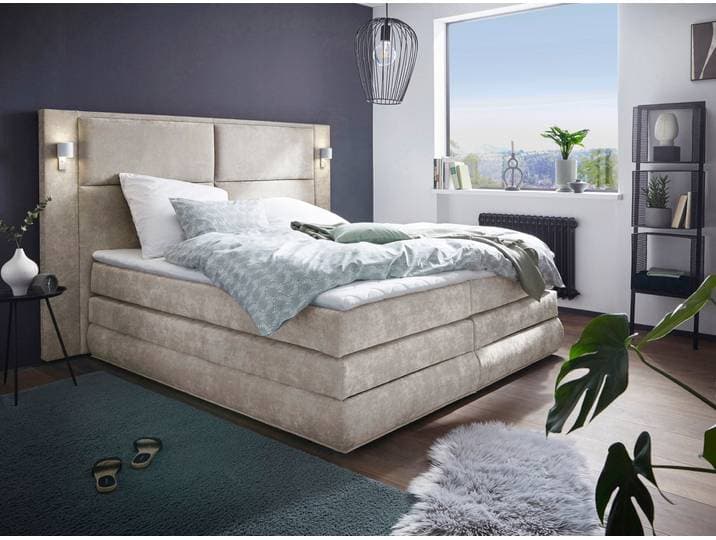 Boxspringbett COLLECTION AB COPENHAGEN, mit Bettkasten & Bonnell- oder TTFK-Matratze H2/H4 , grau (silbergrau), B:231cm L:215cm, Holzwerkstoff, Spanplatte, Komplettbetten, Boxspringbett, wahlweise LED-Beleuchtung, verschiedene Bezüge, 180 cm x 200 cm