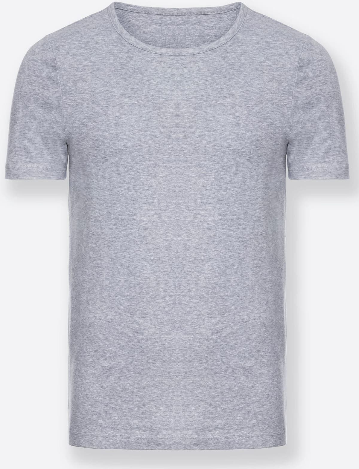 Unterziehshirt WÄSCHEPUR, Herren, Gr. 9, 3 Stk., Normalgrößen, grau (grau, meliert), 93% Baumwolle, 7% Elasthan, 88% Baumwolle, 5% Elasthan, 7% Polyester, Rundhals, Unterhemden Unterziehshirt