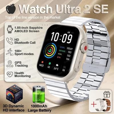 Uplift Picks UltraSync AMOLED Smart Watch GPS Bluetooth Call Waterproof Fitness Watch silver Steel A 1000 Mah Battery 60 Days