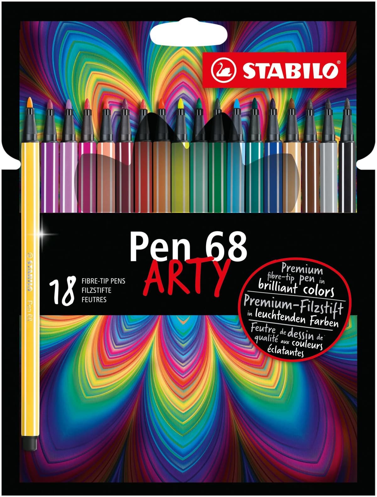 Faserstift STABILO "Pen68 ARTY 18 St", bunt, Kunststoff, Stifte, Faserstift, Lichtbeständig bunt Einheitsgröße