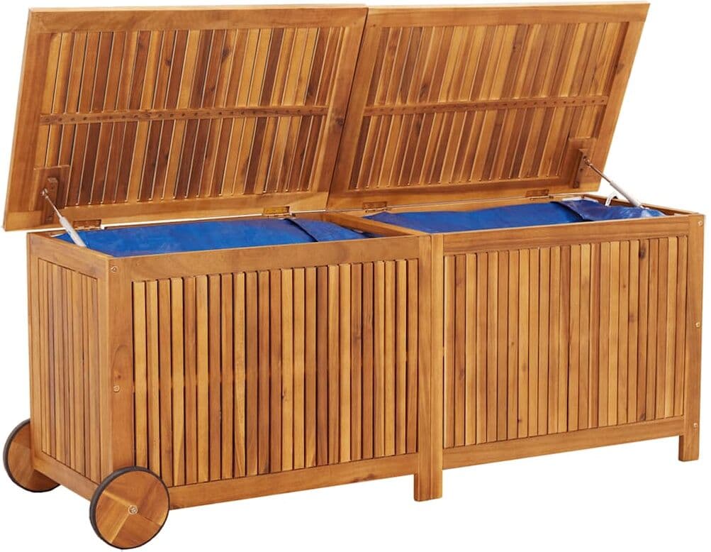 vidaXL Boîte de rangement de jardin avec roues 150x50x58cm bois acacia