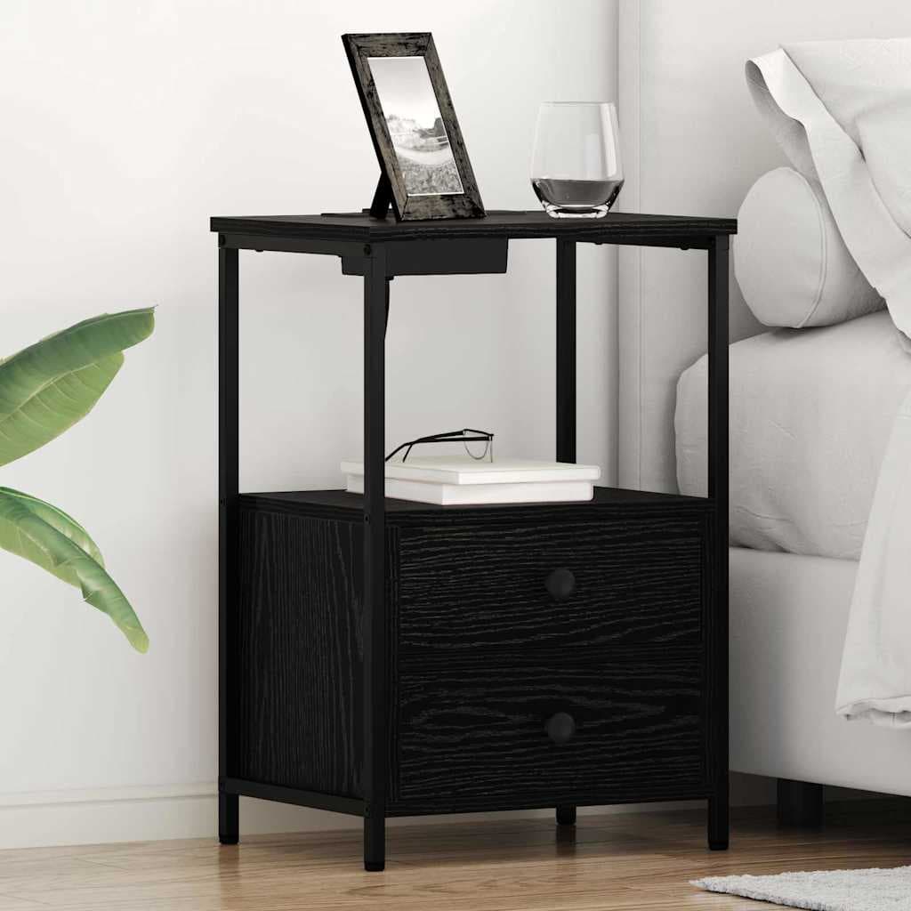 vidaXL Armario de Noche Roble Negro 40 x 31 x 60 cm Negro