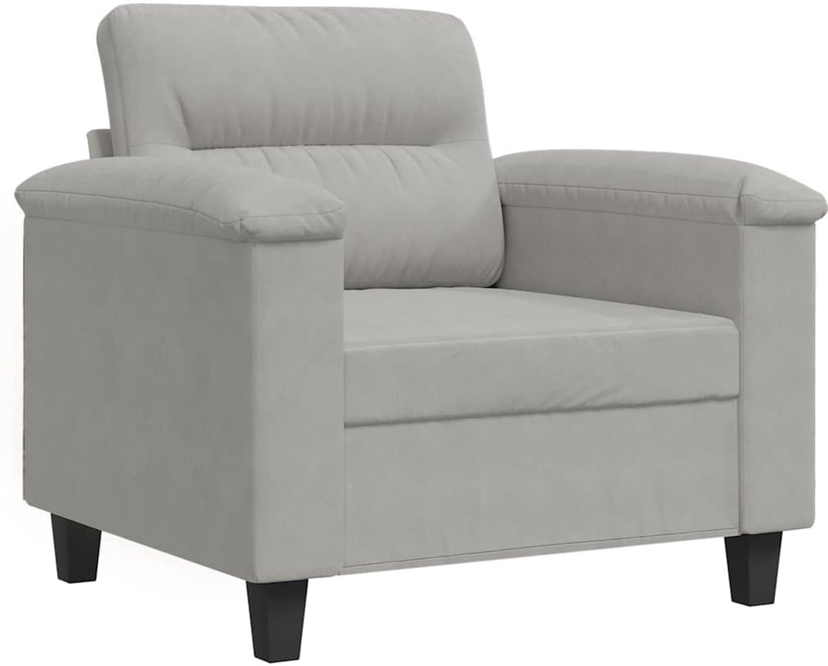 vidaXL Moderne Fauteuil voor Volwassenen in Lichtgrijs Microvezelstof