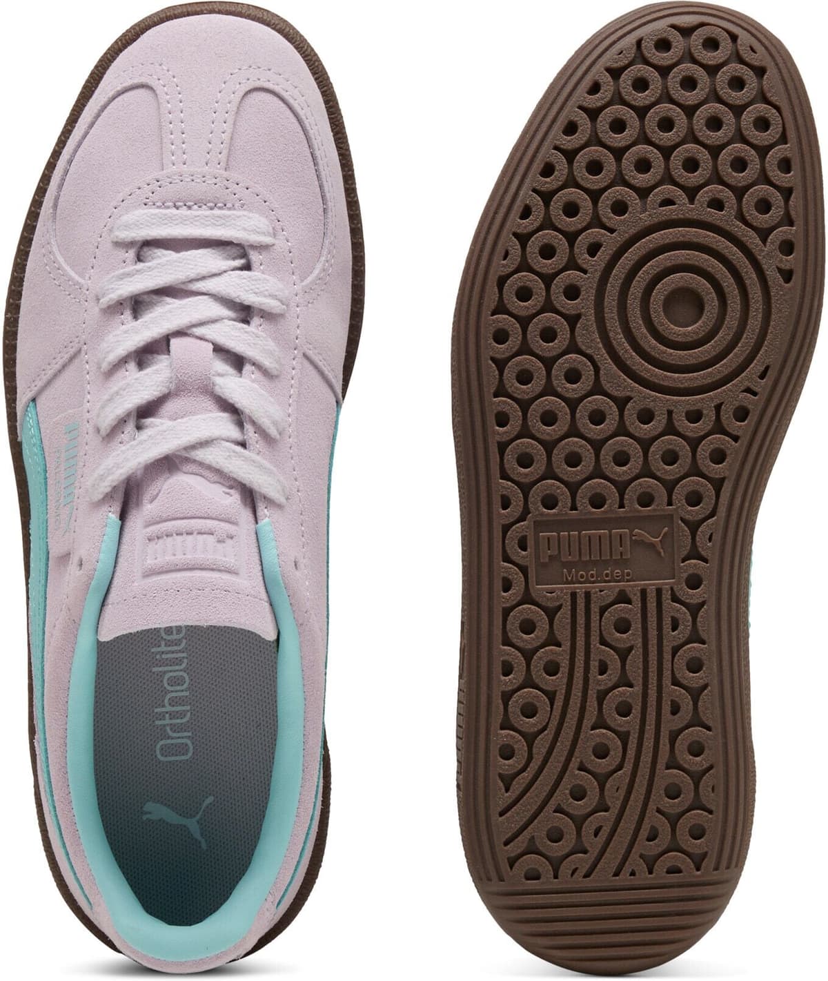 Sneaker PUMA "PALERMO", Damen, Gr. 38, Textil, gelb (lavender alert, safe lake), Leder, mehrfarbig, Schuhe Sneaker, für Alltag, aus Leder, mit Schnürverschluss lavender alert, safe lake 38, Textil
