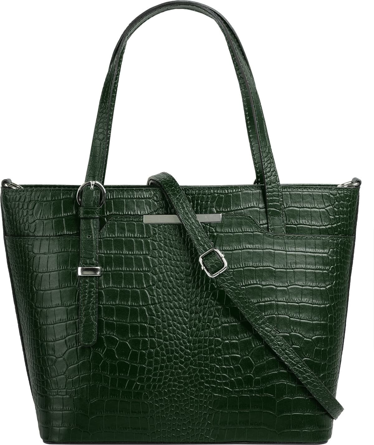 Henkeltasche CLUTY "CLUTY Damen echt Leder, Made in Italy", Damen, Gr. B/H/T: 35cm x 28cm x 12cm onesize, grün (dunkelgrün), Leder, Reptilienprägung, Taschen Henkeltasche, echt Leder, Made in Italy dunkelgrün B/H/T: 35cm x 28cm x 12cm onesize