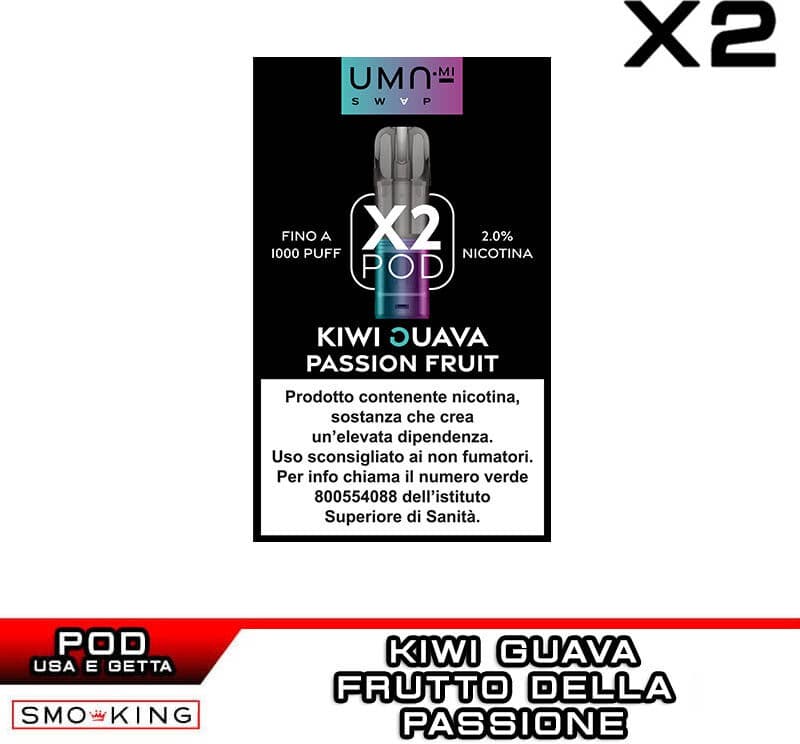 Uma.Mi Kiwi Guava PassionFruit UMA SWAP Pod Precaricate  2ml - 2 pezzi - Guava Kiwi Frutto della Passione