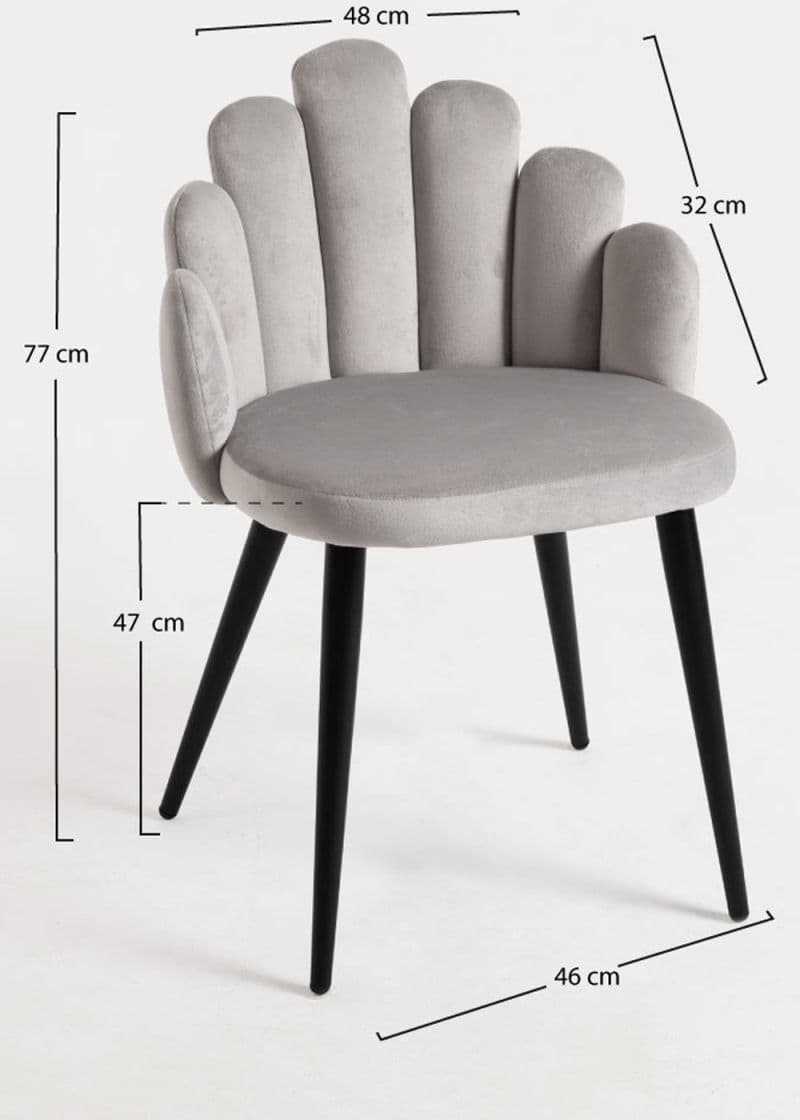 Presentes Miguel Pack 6 Cadeiras Hand Veludo Pernas Pretas - Cinza
