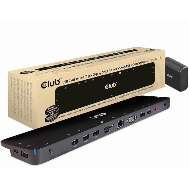 Club 3D USB-C / USB-A Docking Station με 4K PD Ethernet Μαύρο (CSV-1565) CSV-1565
