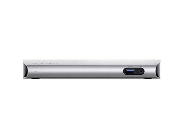 Belkin Thunderbolt 3 docking station met 80 cm lange Thunderbolt 3-kabel/USB-C (40 GB/s, 85 W vermogen, ondersteunt twee 4K beeldschermen, 3x USB 3.0, audio-uitgang, Gigabit ethernet) aluminium