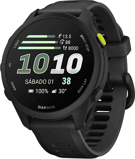 Reloj deportivo - Garmin Forerunner 70, Negro, 20mm, Hasta 13 días de Autonomía, Pantalla Táctil AMOLED 1.2", 5 ATM
