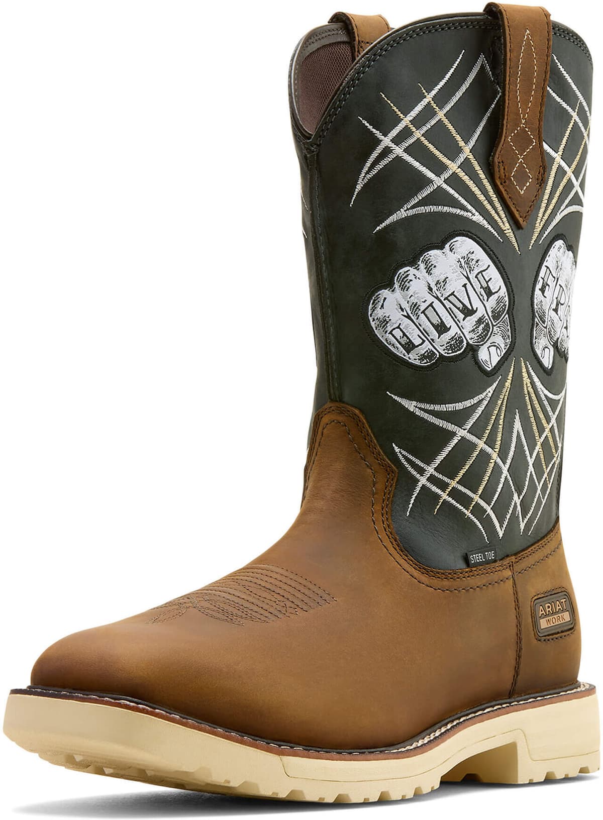 Men's Activator Live Free Wide Square Toe Steel Work Boots in Distressed Brown Storm, Size: 9.5 D / Medium by Ariat