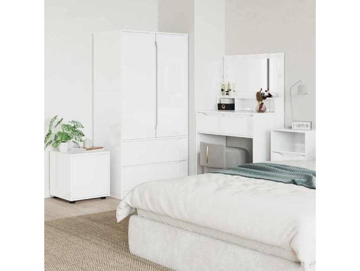 764& Décor Armoire de salle de bain 40 5x40x44 cm en bois d'ingénierie blanc - Portes - 1 tiroir - Rangements intérieurs 698703