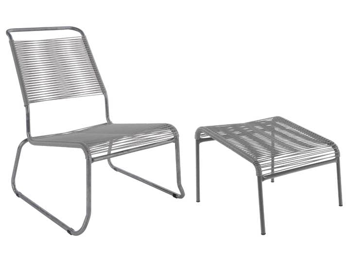Spaghetti-Kufen-Lounger-Hochlehner + Hocker Säntis von Schaffner / Farbe: Alu / Grösse: 54 x 84 cm