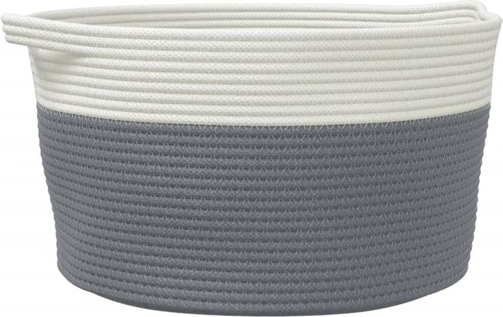 vidaXL Panier de rangement gris et blanc Ø40x25 cm coton
