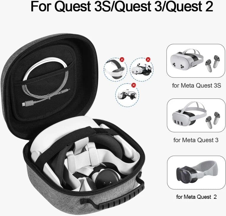 DIXSG Storage Bag Case for Quest 3S /Quest 3 /Quest 2 VR Accessories Headset Portable Box Touch Controllers Hard Carrying Case