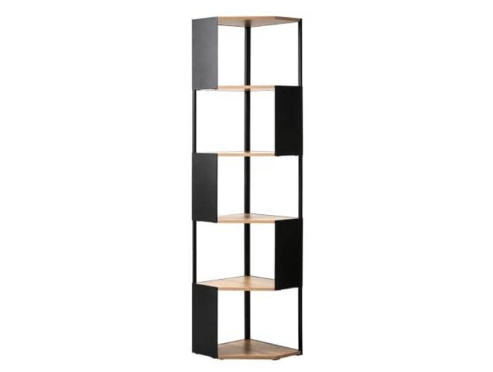 Calicosy EKLO Eckregal, 5 Ebenen, mit Seitenwänden aus Metall, Schwarz, Höhe 172 cm