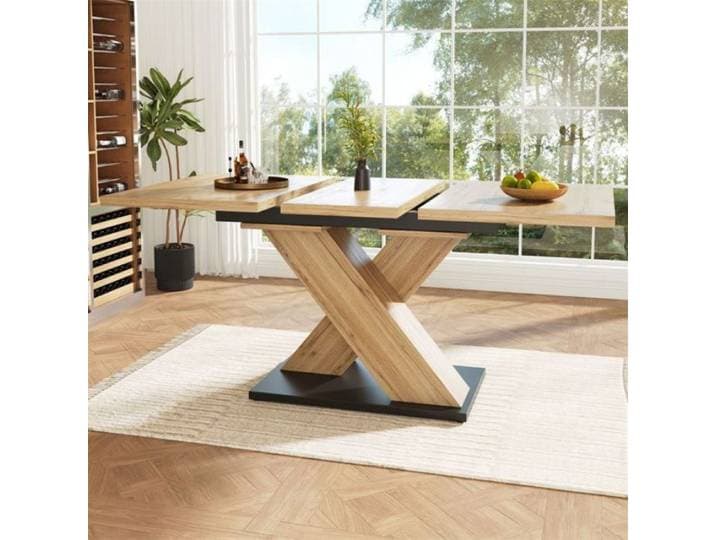 Table à Manger Extensible avec Sécurité Mécanisme Rallonge Fluide MDF Durable Surface Facile Entretien Quotidi TABLE A MANGER SEULE