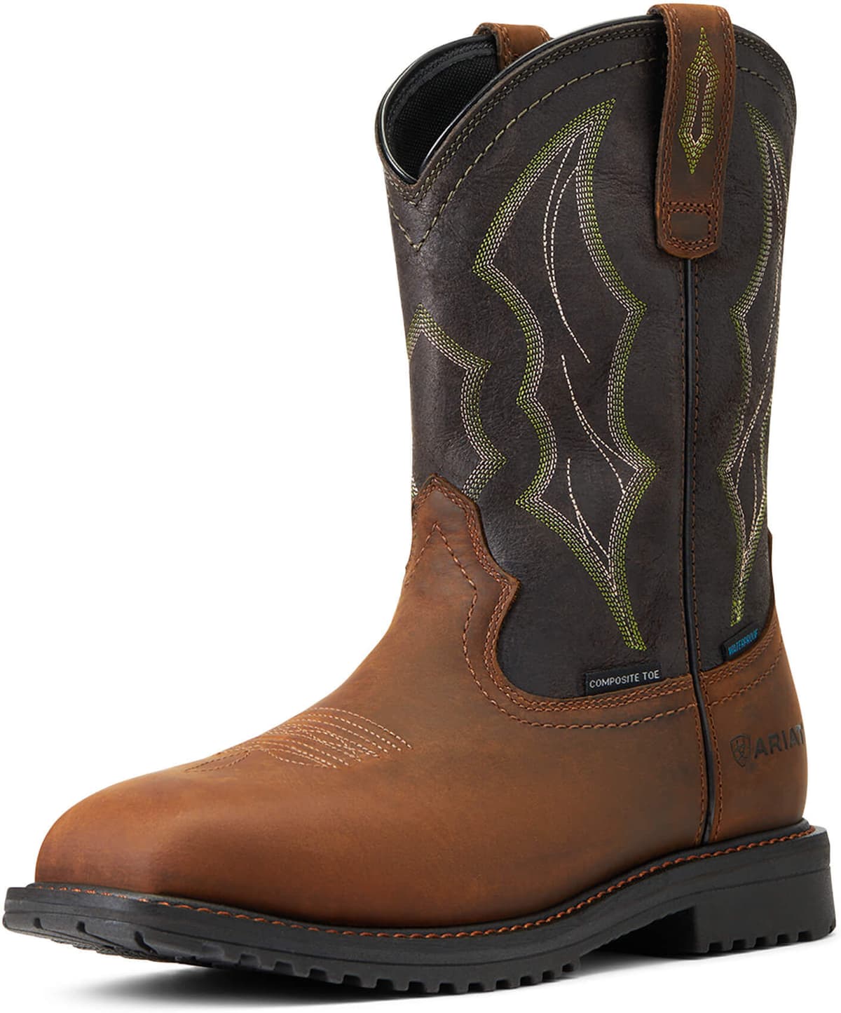 Men's RigTek Wide Square Toe Waterproof Composite Work Boots in Distressed Brown, Size: 11 EE by Ariat