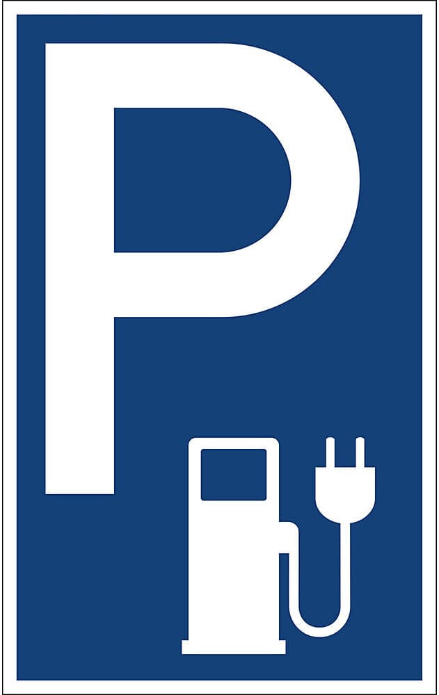 kaiserkraft Parkplatzkennzeichen, Kunststoff, P / Elektrotankstelle, LxH 250 x 400 mm