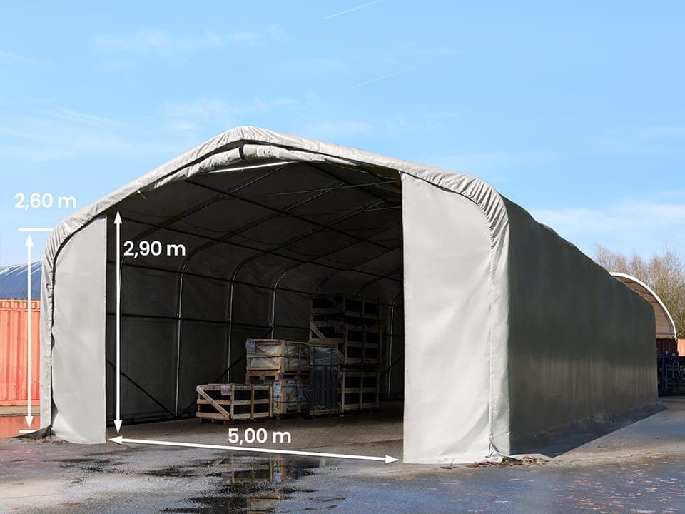 TOOLPORT Ponyva csarnok, 7x21m, PVC ponyva, szürke, statikai megerősítés nélkül - (49530)