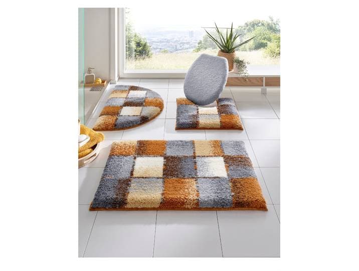 Badematte GRUND Gr. 3, grau (apricot, grau, gemustert), rechteckig (60cm x 90cm ) WC-Vorleger rechteckig, Badematten, Badematte