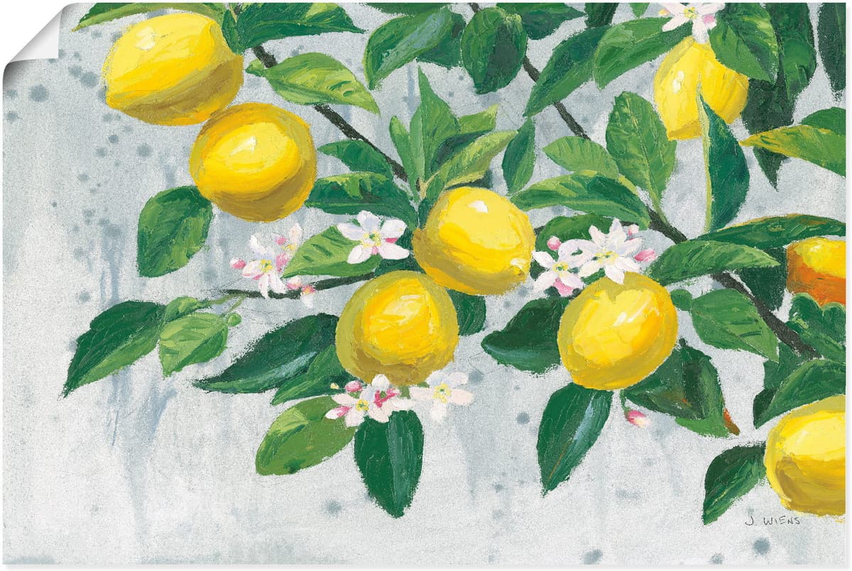 Wandbild ARTLAND "Zesty Lemons", gelb (farbe bild(er): naturfarben), B:100cm H:70cm, Papier, Bilder, als Alubild, Leinwandbild, Poster, Wandaufkleber in verschied. Größen