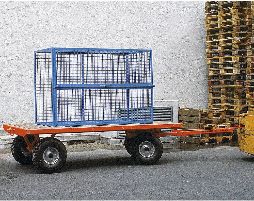 kaiserkraft Schlepperanhänger, 2-Rad-Drehschemel-Lenkung, Tragfähigkeit 2 t, Ladefläche 2,5 x 1,25 m, Luftreifen
