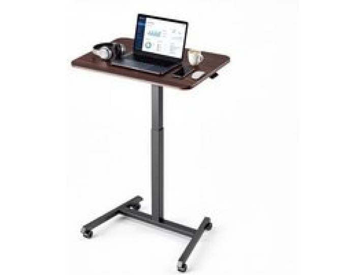 VEVOR Höhenverstellbarer Schreibtisch Computertisch 650x480x(725-1605)mm, Metallgestell, MDF-Tischplatte, 15kg Belastbarkeit, Lenkrolle mit Bremsen, Steh-Sitz Tisch für Homeoffice Arbeitszimmer Büro