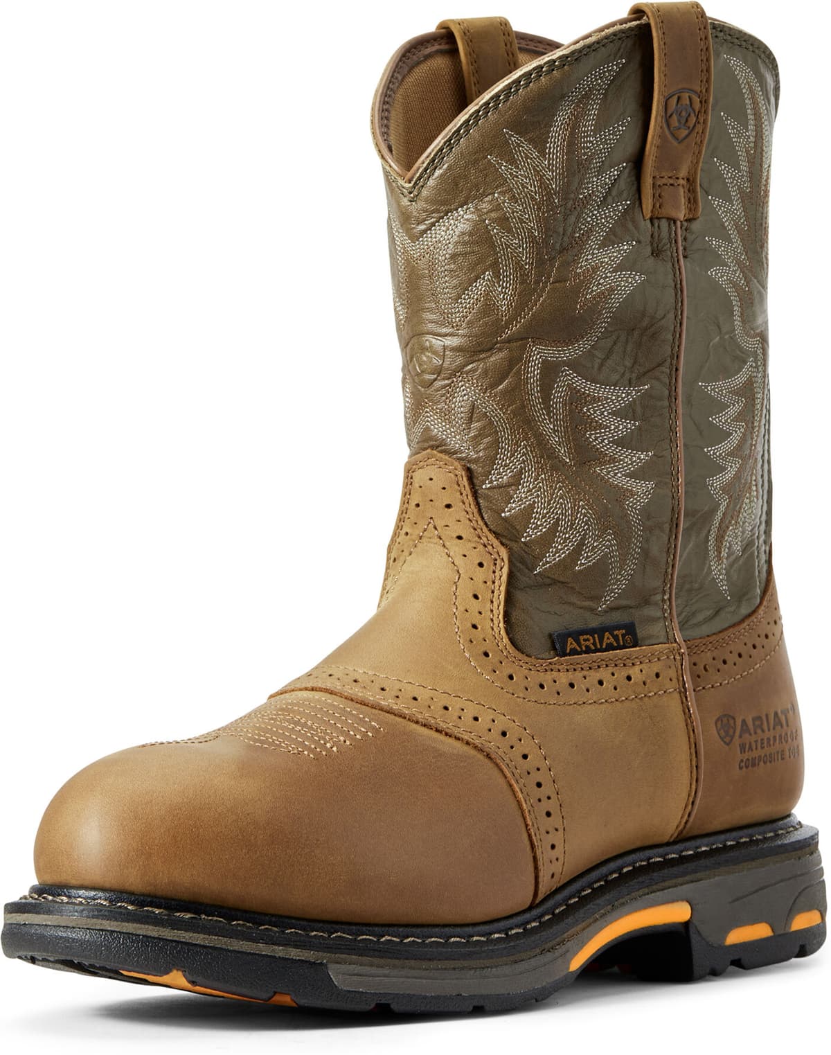 Men's WorkHog Waterproof Composite Toe Work Boots in Aged Bark, Size: 9.5 EE / Wide by Ariat