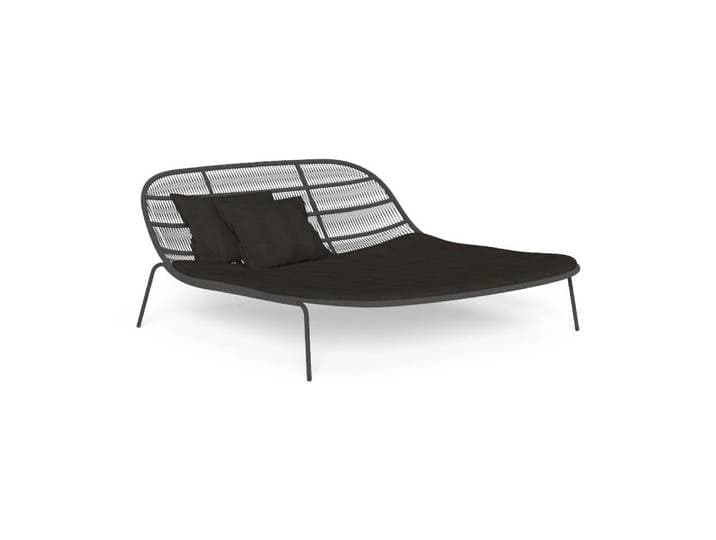 TALENTI lit de repos d'extérieur PANAMA Collection Premium (Graphite / Twill black - Cordes nautiques, aluminium peint et tissu)