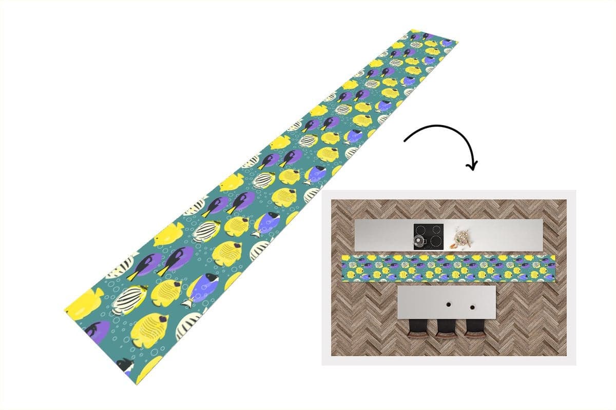 KitchenYeah Keukenloper met Vissenpatroon - Vinyl - 480 x 60 cm