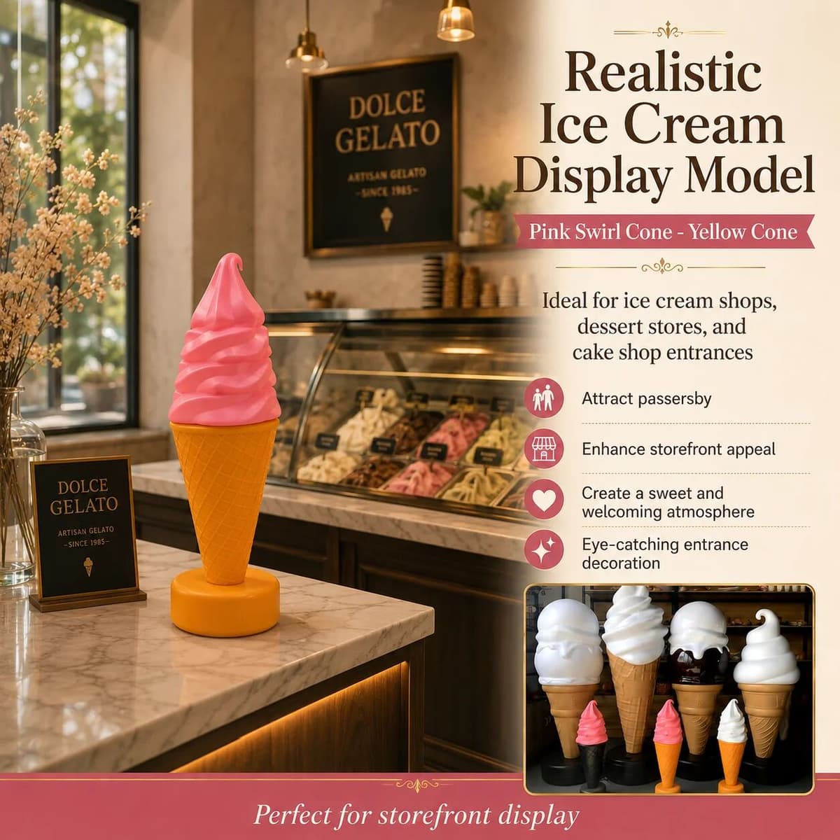 NONE Simulated Ice Cream Lamp with Multi-Color Variable and Remote Control Function for Store Display, Equipped with Photography Prop